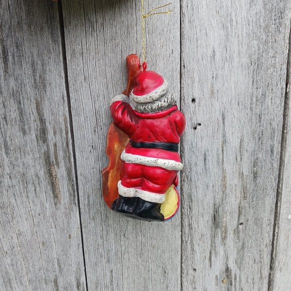 Vintage Santa Claus Playing Cello Mini Blow Mold Christmas Hanging Ornament - Picture 3 of 5